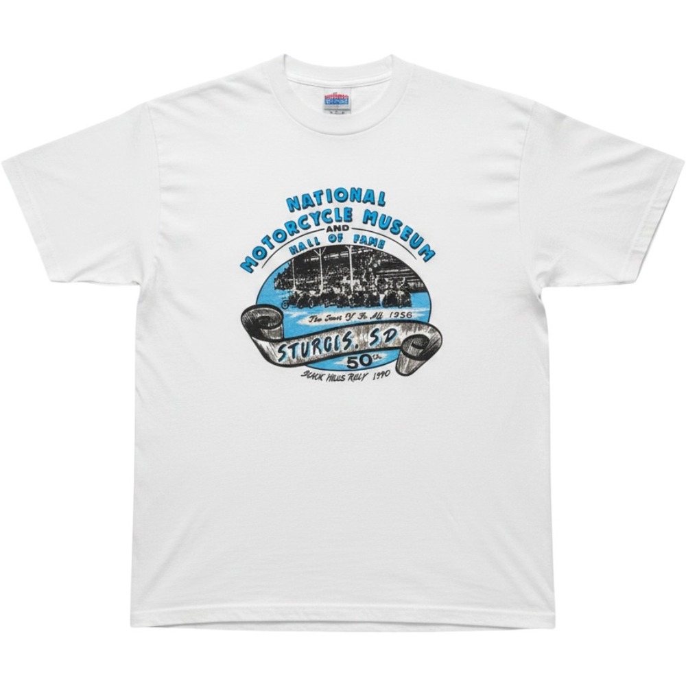 Vintage 1990 Sturgis 50th Anniversary T-Shirt Hanes Fifty-Fifty XL White USA
